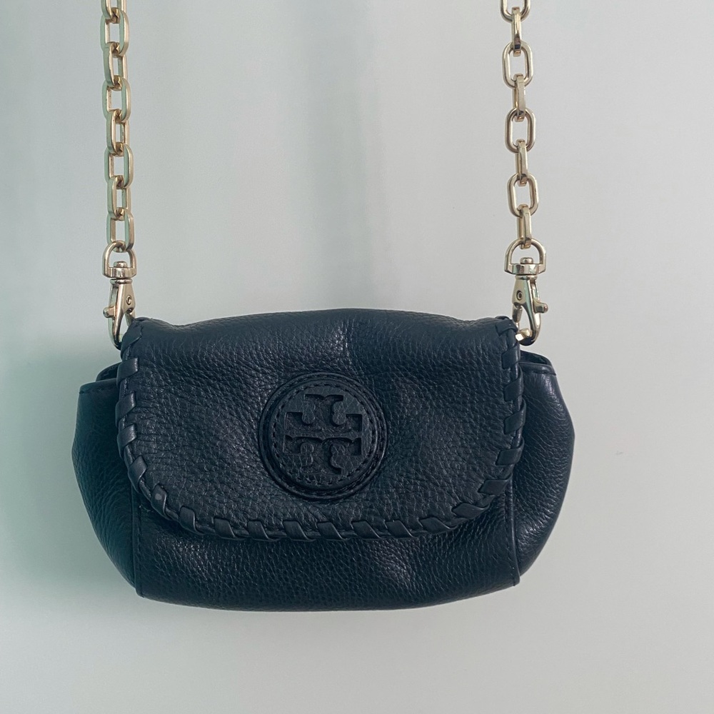 Small Tory Burch Black and Gold Crossbody Bag